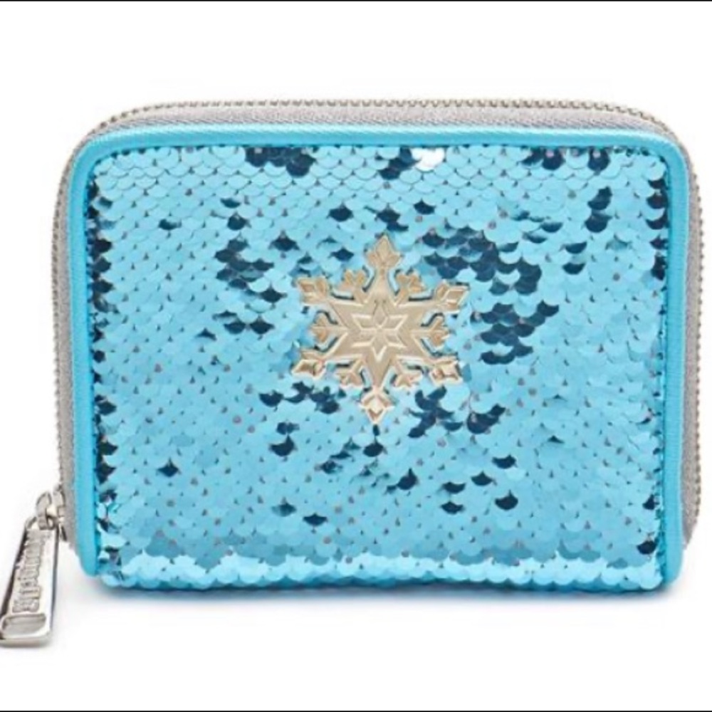 LOUNGEFLY DISNEY FROZEN ELSA SEQUIN ZIP WALLET